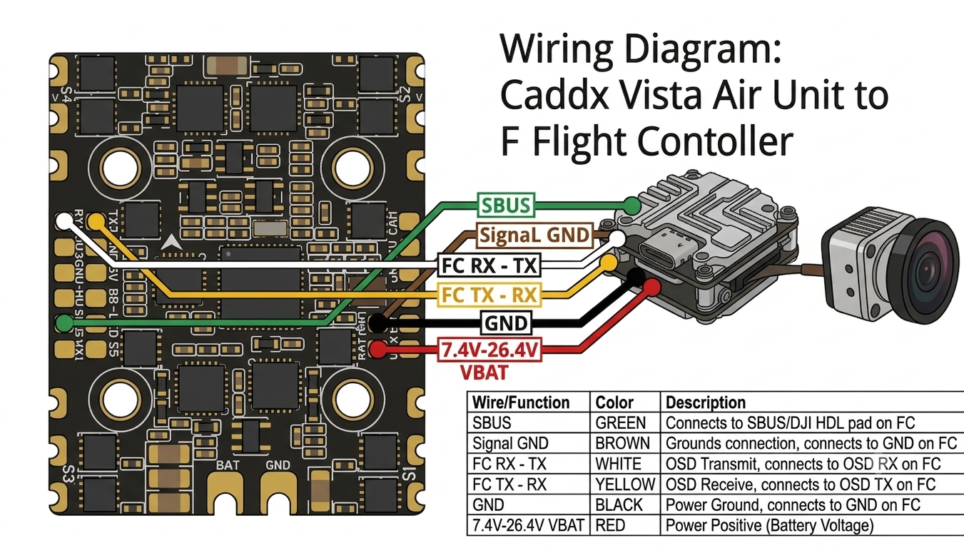 Podłączenie Air Unit do kontrolera lotu – kable SBUS i UART